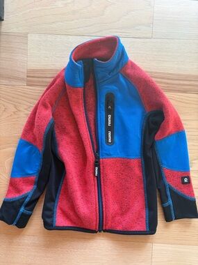 Reima Kids' Red & Blue Fleece Jacket with Zipper Pocket